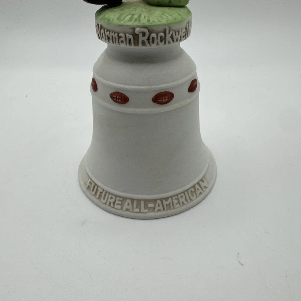 Norman Rockwell bell porcelain figurine river shore future all american football